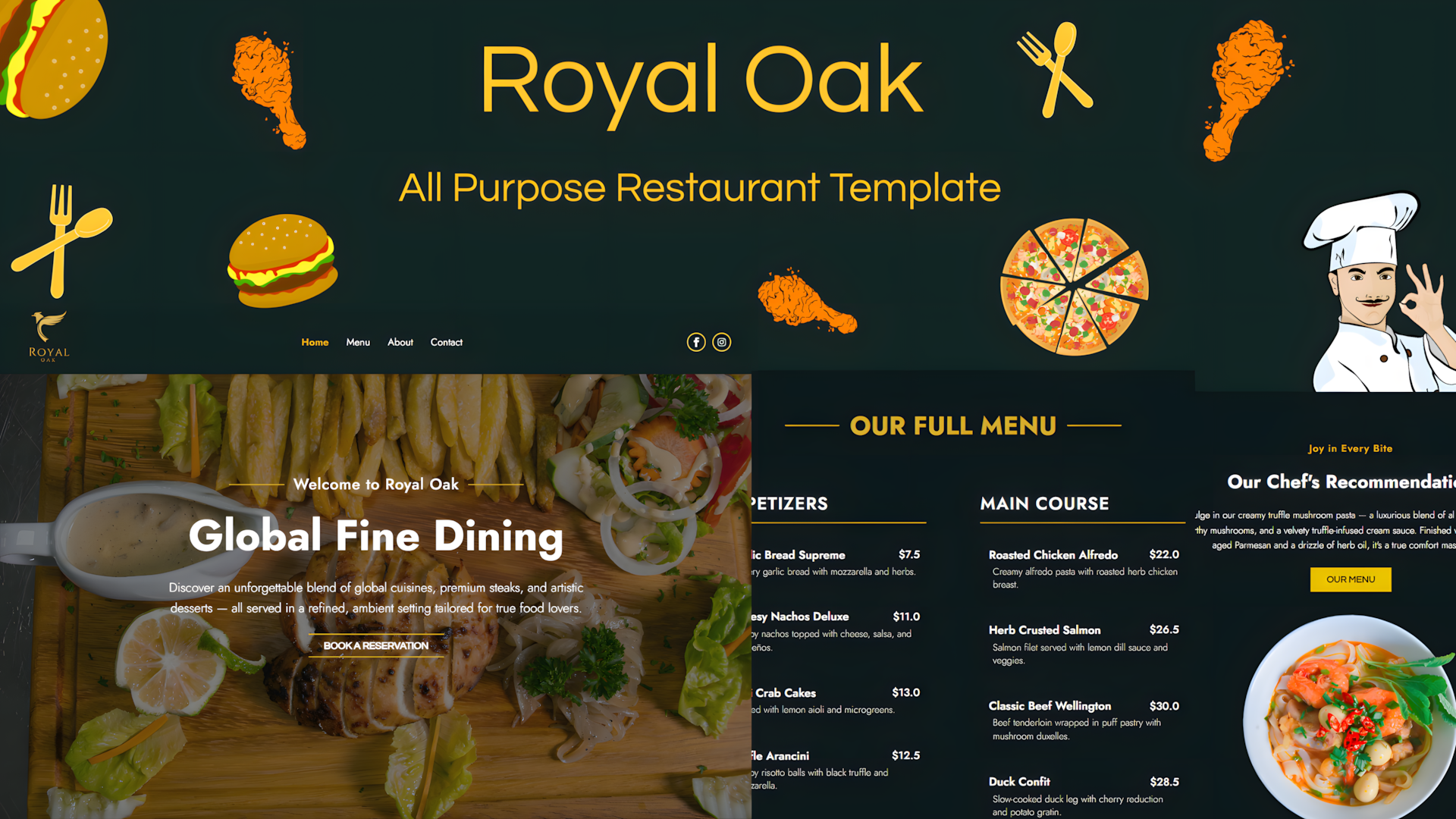 Royal Oak Restaurant Template Template Preview